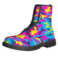 Neon Camouflage Print Lace-Up Boots
