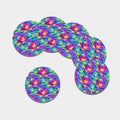 Neon Camouflage Print Leather Coaster Set