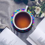 Neon Camouflage Print Leather Coaster Set