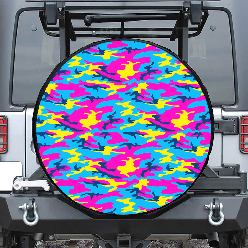 Neon Camouflage Print Leather Spare Tire Cover