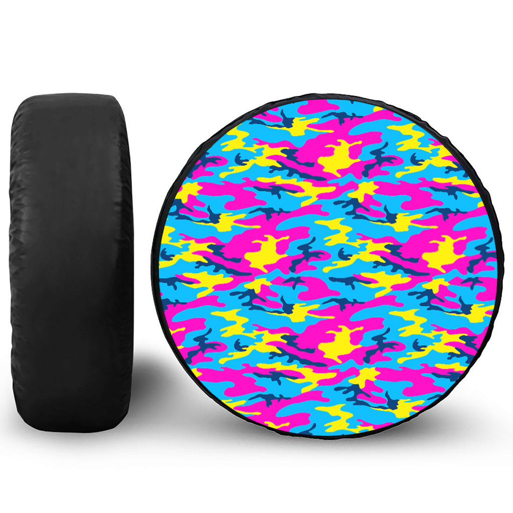 Neon Camouflage Print Leather Spare Tire Cover
