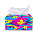 Neon Camouflage Print Leather Tissue Box Cover