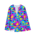 Neon Camouflage Print Long Sleeve Short Coat