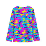 Neon Camouflage Print Long Sleeve Short Coat