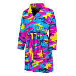 Neon Camouflage Print Men's Bathrobe