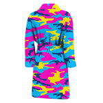 Neon Camouflage Print Men's Bathrobe