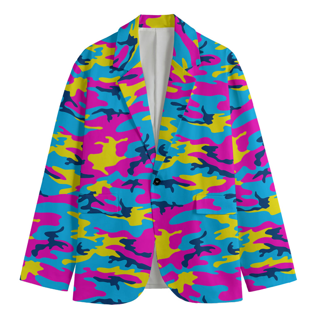 Neon Camouflage Print Men's Blazer