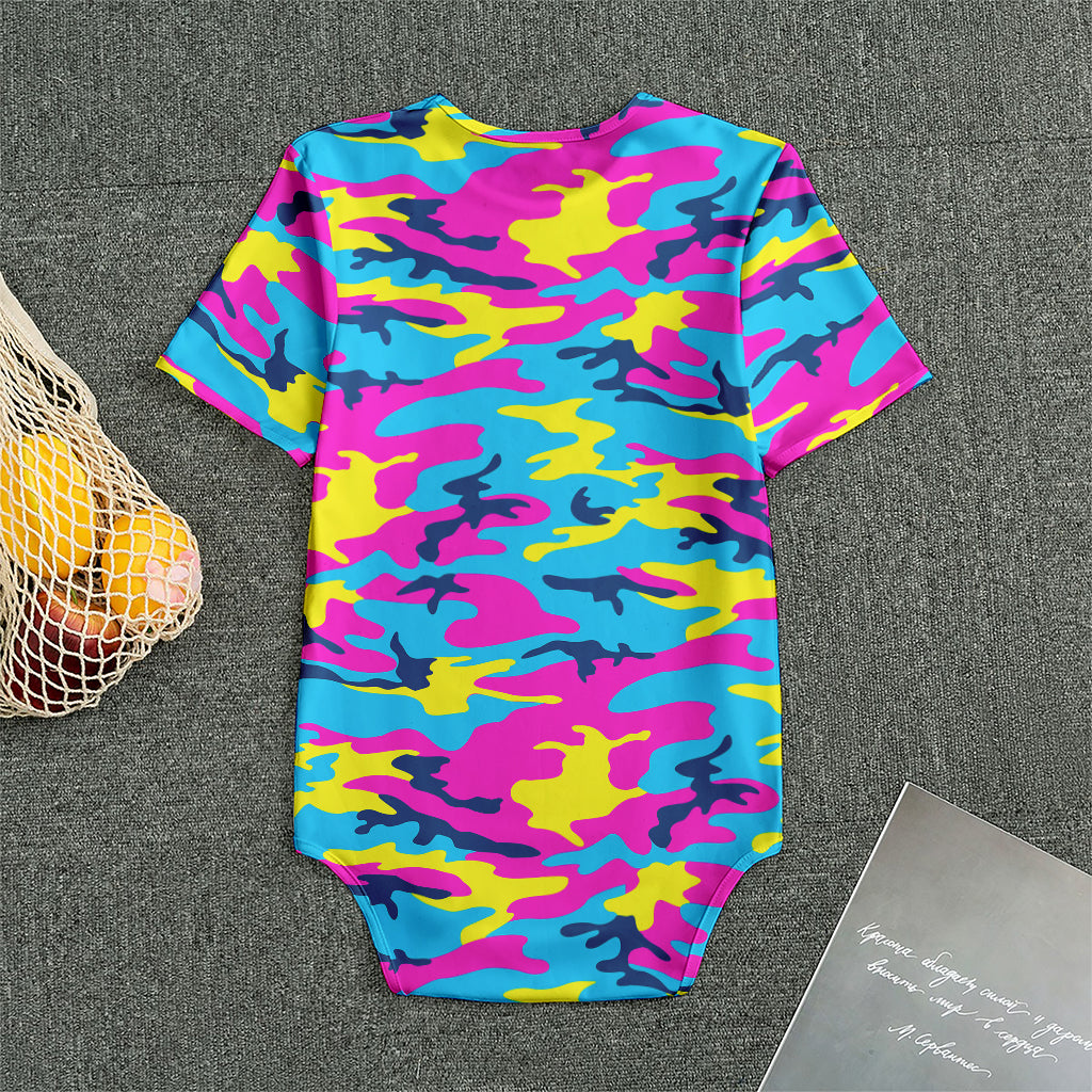 Neon Camouflage Print Men's Bodysuit