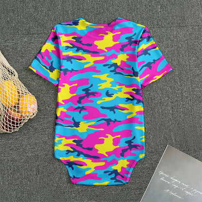 Neon Camouflage Print Men's Bodysuit