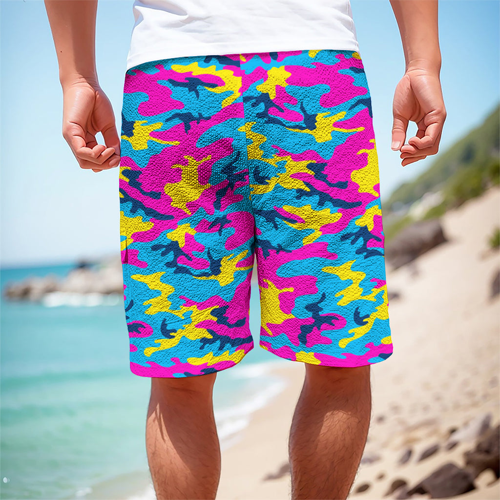 Neon Camouflage Print Men's Cargo Shorts