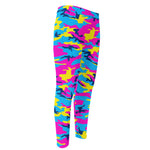 Neon Camouflage Print Men's Compression Pants