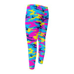 Neon Camouflage Print Men's Compression Pants