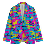 Neon Camouflage Print Men's Cotton Blazer