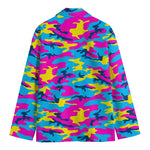 Neon Camouflage Print Men's Cotton Blazer