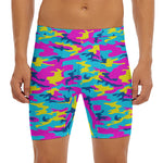 Neon Camouflage Print Men's Long Boxer Briefs