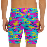 Neon Camouflage Print Men's Long Boxer Briefs