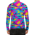 Neon Camouflage Print Men's Long Sleeve Rash Guard