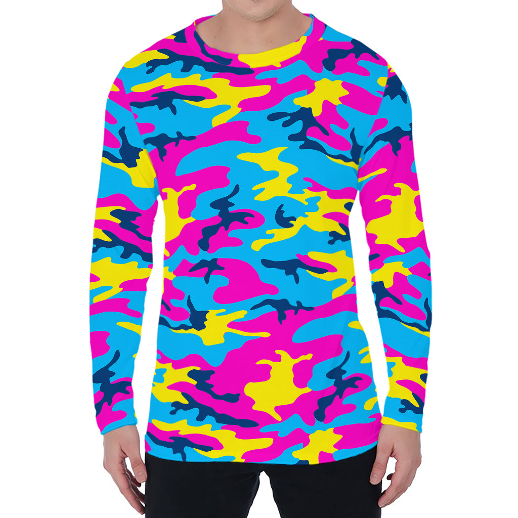 Neon Camouflage Print Men's Long Sleeve T-Shirt