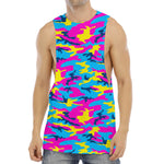 Neon Camouflage Print Men's Muscle Tank Top