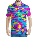 Neon Camouflage Print Men's Polo Shirt