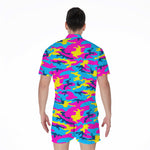 Neon Camouflage Print Men's Rompers