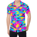 Neon Camouflage Print Men's Shirt