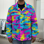 Neon Camouflage Print Men's Shirt Jacket