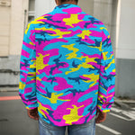 Neon Camouflage Print Men's Shirt Jacket