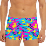 Neon Camouflage Print Men's Short Boxer Briefs