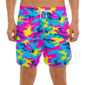 Neon Camouflage Print Men's Split Running Shorts