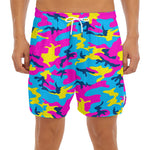 Neon Camouflage Print Men's Split Running Shorts