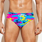 Neon Camouflage Print Men's Swim Briefs