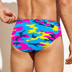 Neon Camouflage Print Men's Swim Briefs