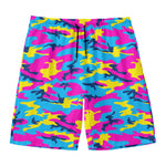 Neon Camouflage Print Men's Swim Trunks