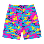 Neon Camouflage Print Men's Swim Trunks