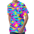 Neon Camouflage Print Men's Velvet T-Shirt