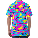 Neon Camouflage Print Men's Velvet T-Shirt