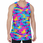 Neon Camouflage Print Men's Velvet Tank Top