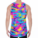Neon Camouflage Print Men's Velvet Tank Top