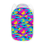 Neon Camouflage Print Mesh Laundry Hamper