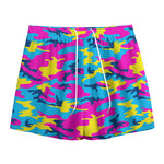 Neon Camouflage Print Mesh Shorts
