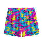 Neon Camouflage Print Mesh Shorts