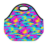 Neon Camouflage Print Neoprene Lunch Bag