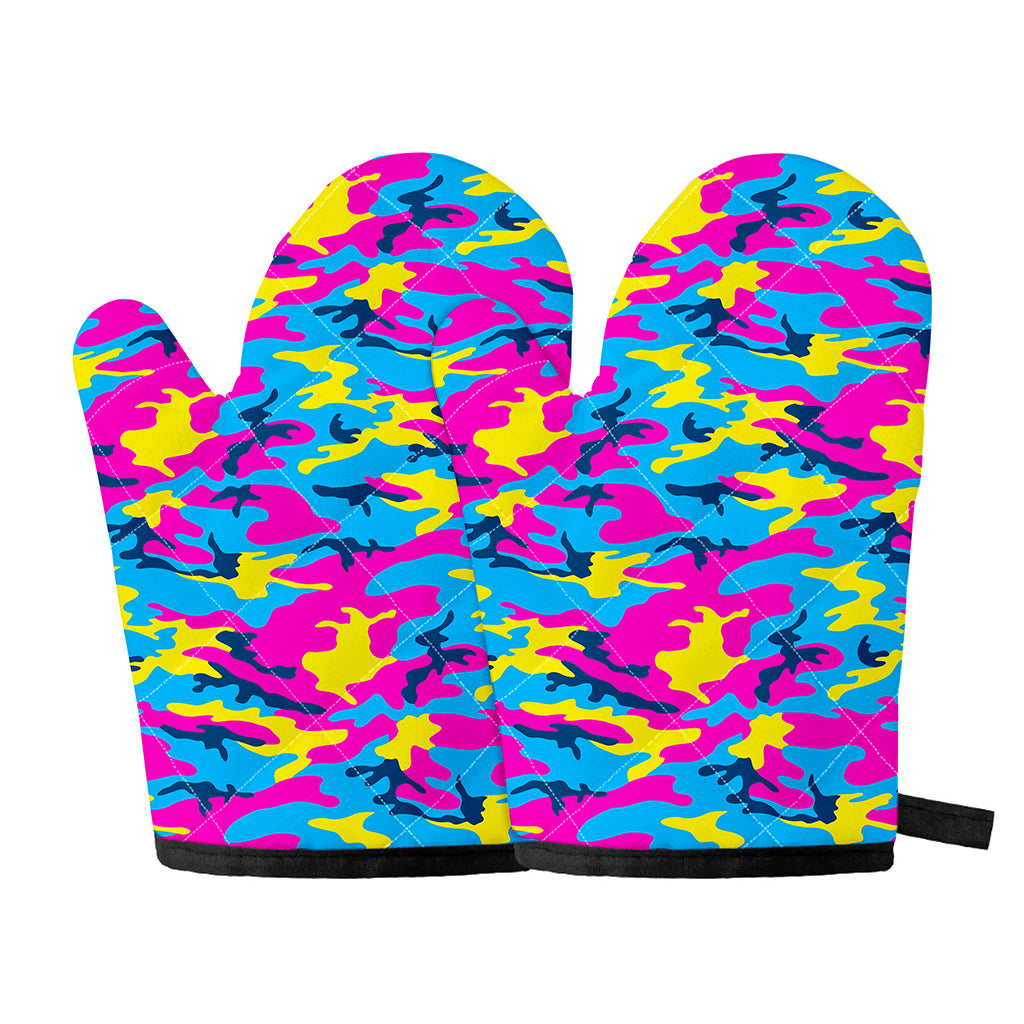 Neon Camouflage Print Oven Mitts
