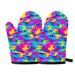 Neon Camouflage Print Oven Mitts