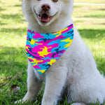 Neon Camouflage Print Over The Collar Dog Bandana