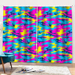 Neon Camouflage Print Pencil Pleat Curtains