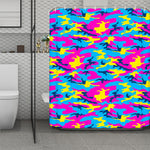 Neon Camouflage Print Polyester Shower Curtain