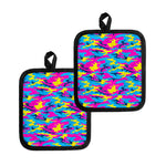 Neon Camouflage Print Pot Holders