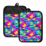 Neon Camouflage Print Pot Holders With Pocket